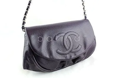 NWT 13A Chanel Purple Violet Fonce Caviar Half Moon WOC Wallet on Chain Bag