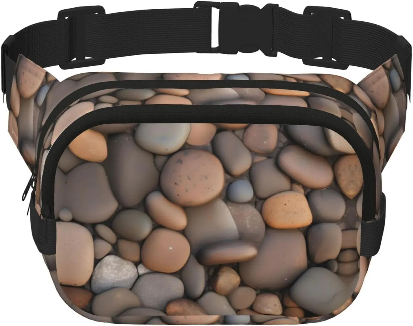Pebbles in the beach men's waist bag  large capacity crossbody shoulder bag, retro travel waist pack, durable and stylish