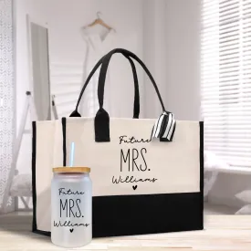 Personalized Future Mrs Cotton Canvas Tote Bag Custom Engagement Gift for Her Birde To Be Gift Tote Bag Newly Engaged Tote Bag (FMTG1001)