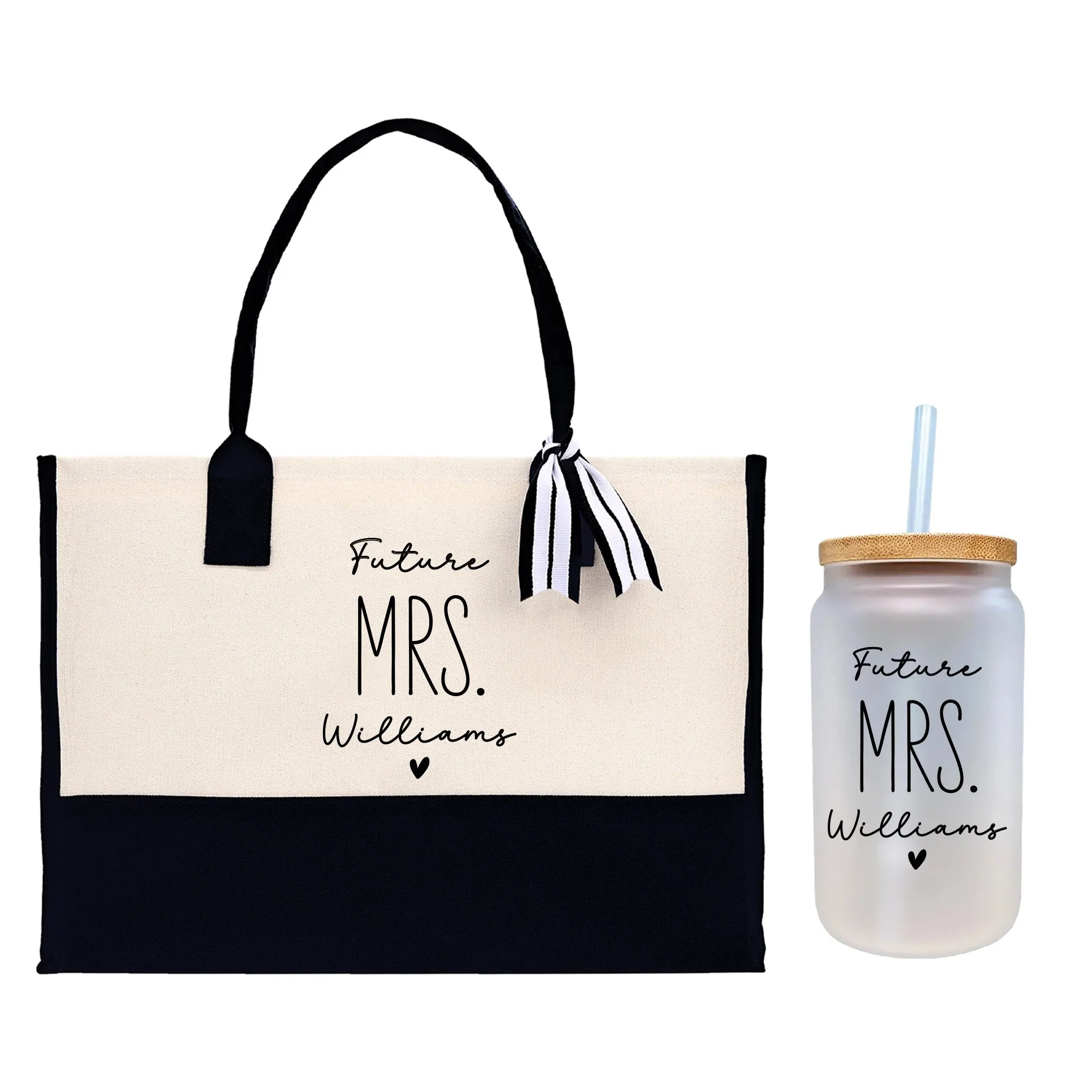 Personalized Future Mrs Cotton Canvas Tote Bag Custom Engagement Gift for Her Birde To Be Gift Tote Bag Newly Engaged Tote Bag (FMTG1001)