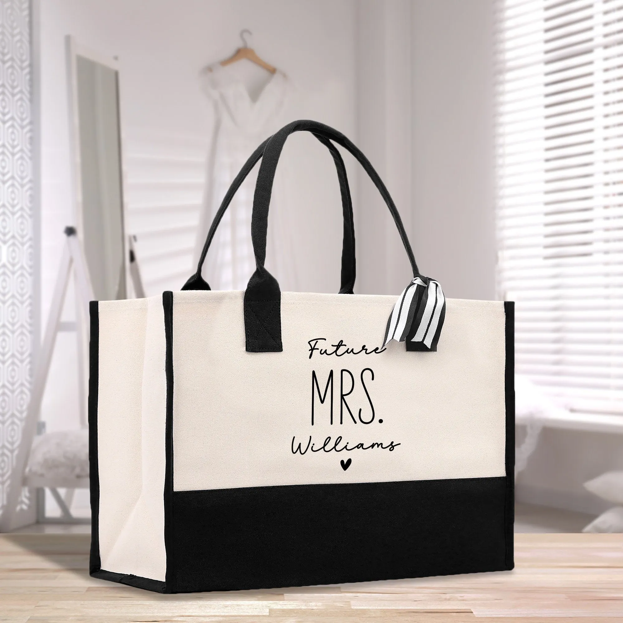 Personalized Future Mrs Cotton Canvas Tote Bag Custom Engagement Gift for Her Birde To Be Gift Tote Bag Newly Engaged Tote Bag (FMTG1001)