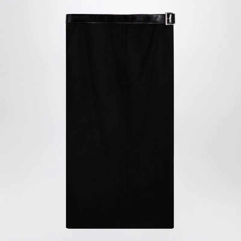 PRADA Wool Midi Skirt with Adjustable Belt