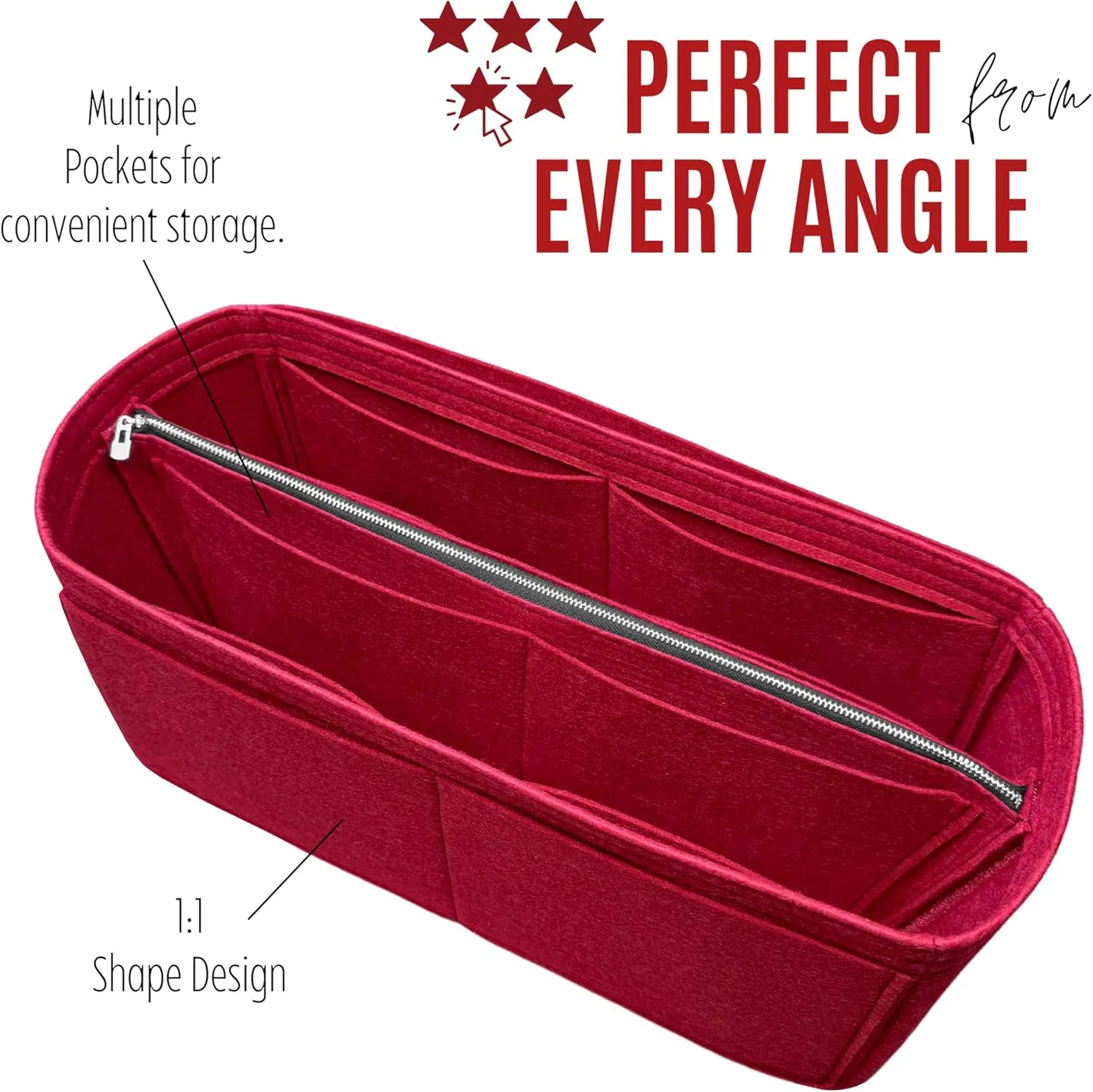 Premium Purse Organizer compatible with N/S Park Tote Bag Insert - Handmade Bag Organizer Perfect Fit for Small Vertical Tote Gold Zipper (Bubblegum, For Medium N/S Park Tote)