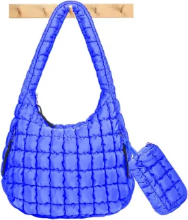 Puffer Tote Bag for Women Large Quilted Crossbody Bag Hobo Crossbody Lightweight Padding Puff Purse Tote Bag for Women