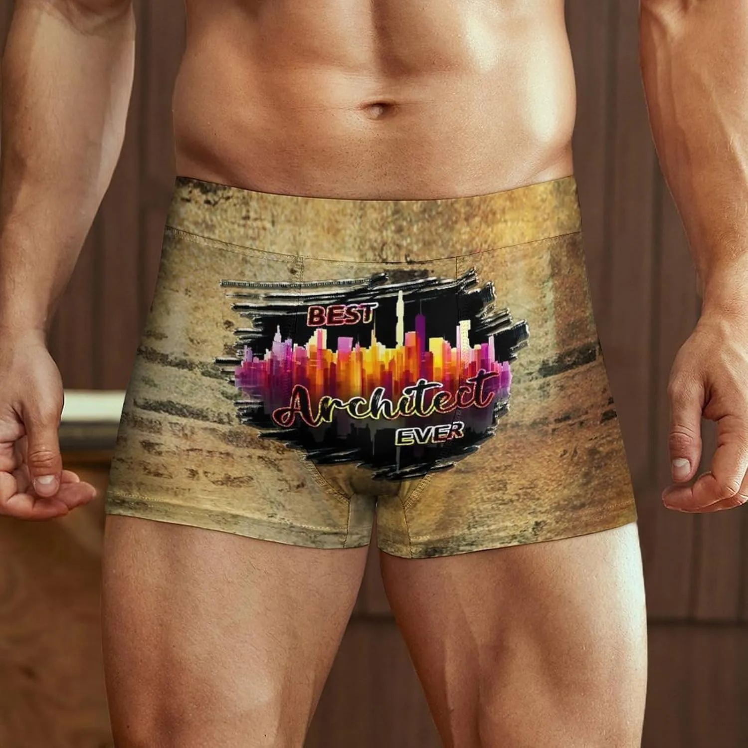 Retro Texture Architect Men's Boxer Brief Boxer Shorts Print Underwear Stretch Boxer Trunk Soft