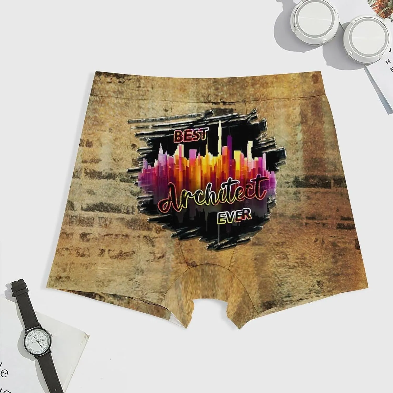 Retro Texture Architect Men's Boxer Brief Boxer Shorts Print Underwear Stretch Boxer Trunk Soft