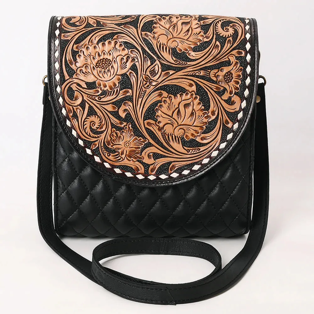 Saddlebag Chic Hand Tooled Leather Crossbody Purse