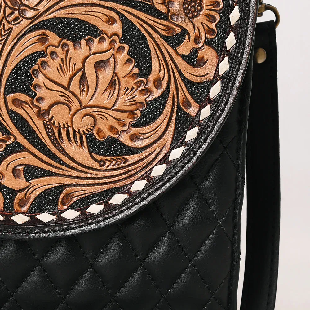 Saddlebag Chic Hand Tooled Leather Crossbody Purse