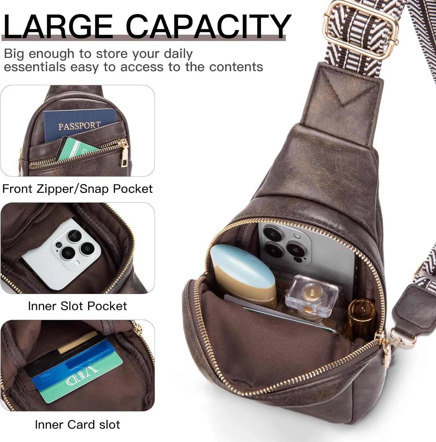 Small Sling Bag for Women - Vegan Leather Crossbody Purse with Fanny Pack Style for Women