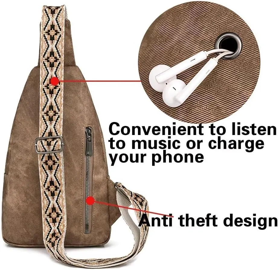 Small Sling Bags for Women Crossbody Purse Trendy Anti Theft PU Leather Pack Waist Chest for Travel Daypack