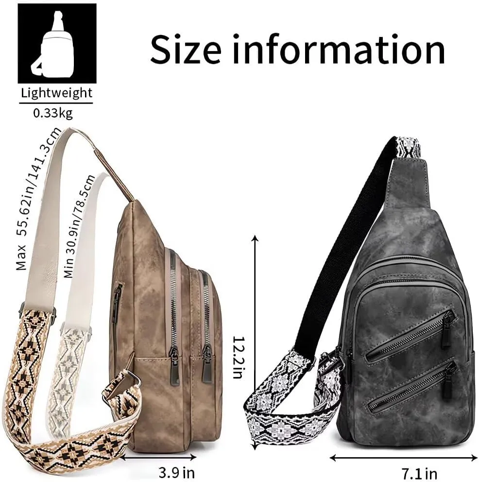 Small Sling Bags for Women Crossbody Purse Trendy Anti Theft PU Leather Pack Waist Chest for Travel Daypack