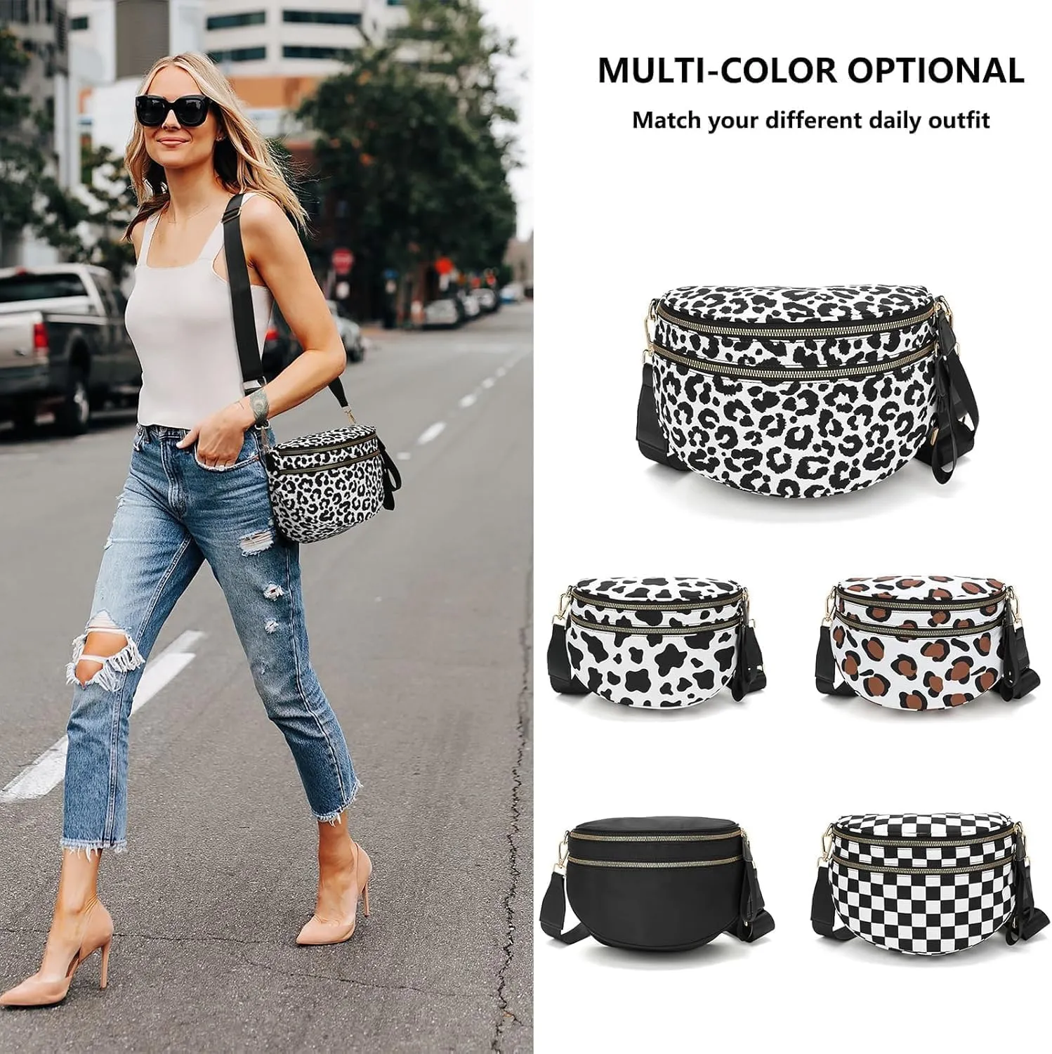 Spacious Checkered Purse Checkered Crossbody Bag Bum Bag for Women Fanny Packs Belt Bag for Women (Bean Green-A)