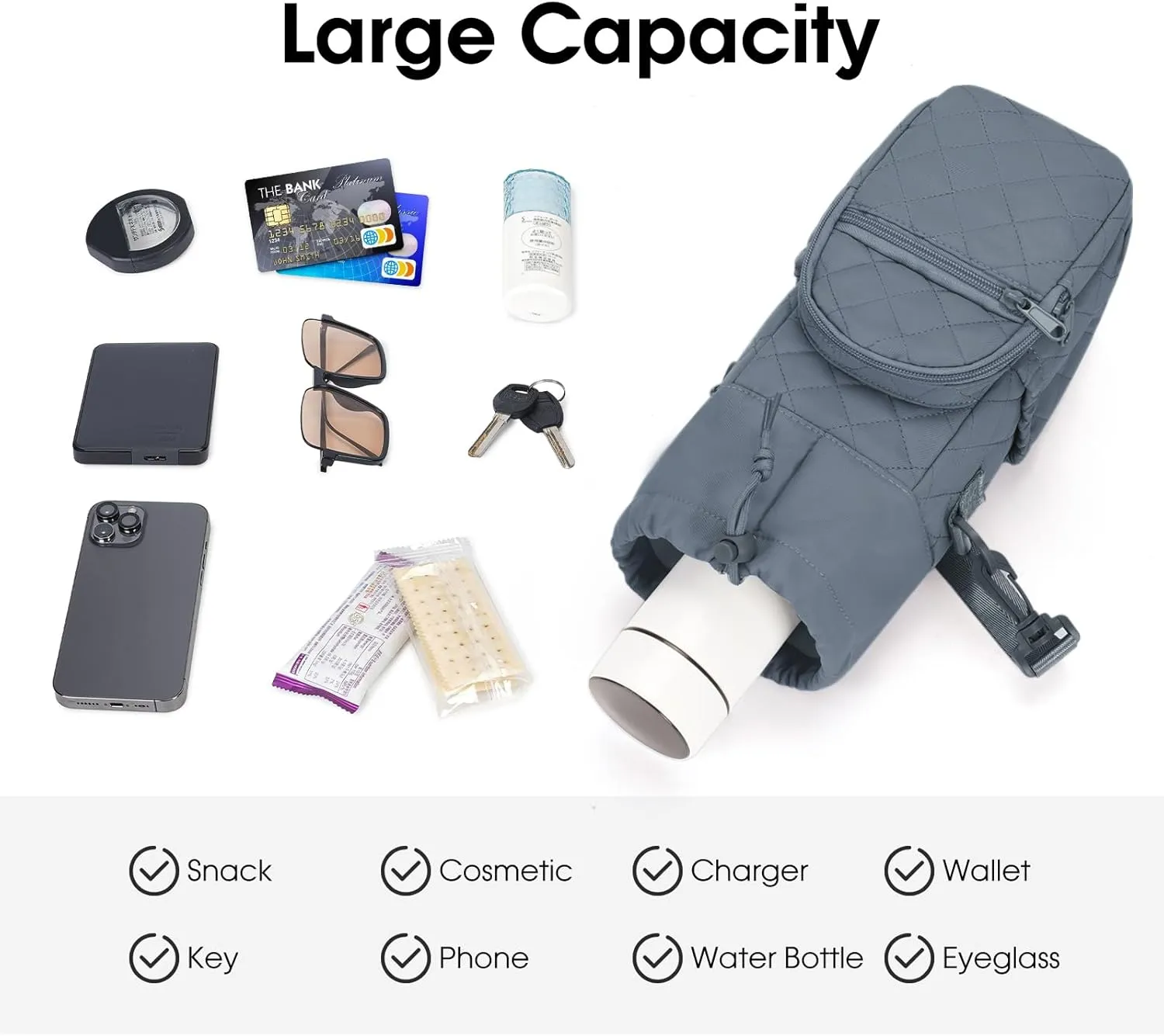 sportsnew Water Bottle Holder with Strap 32oz 40oz Insulated Water Bottle Carrier Sling Bag with Phone Pocket Crossbody
