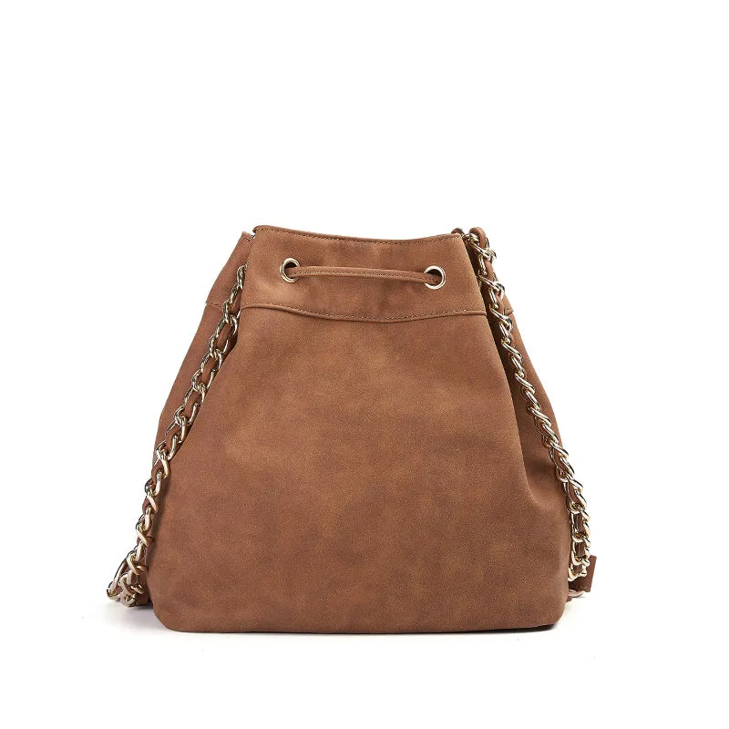 Stylish Womens Suede Bucket Bag Fringe Crossbody Boho Bag For Women