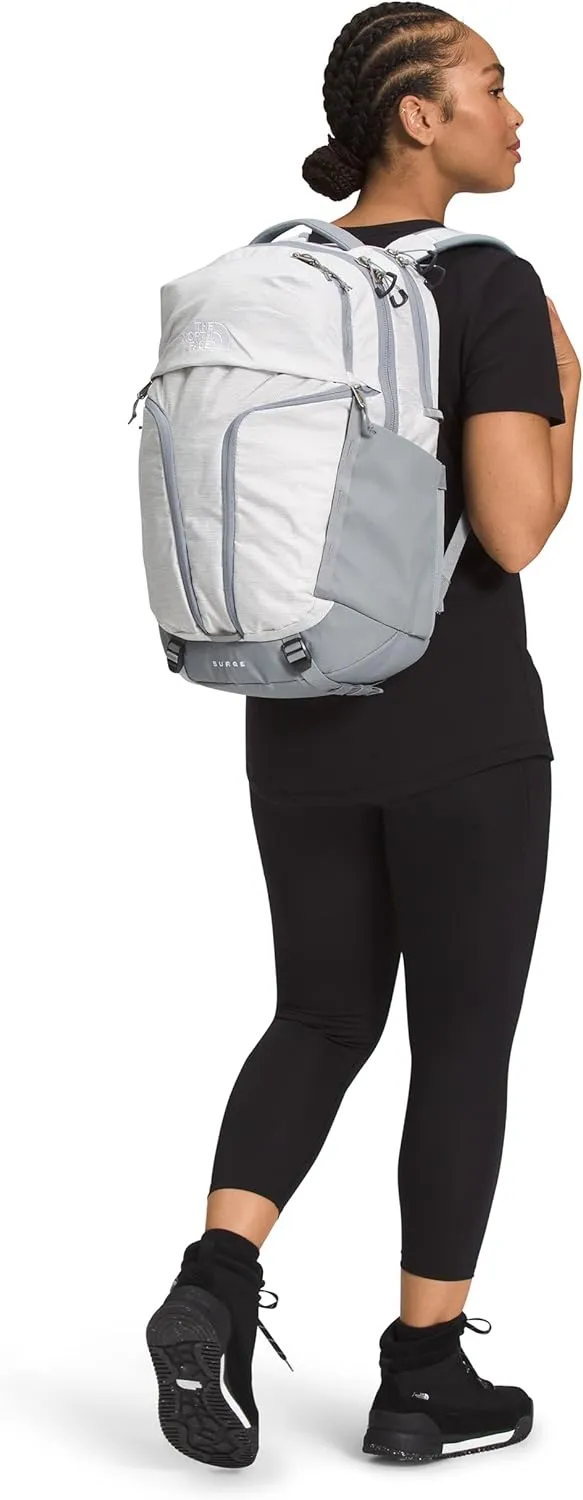 THE NORTH FACE Women's Surge Commuter Laptop Backpack, TNF White Metallic Mlange/Mid Grey, One Size