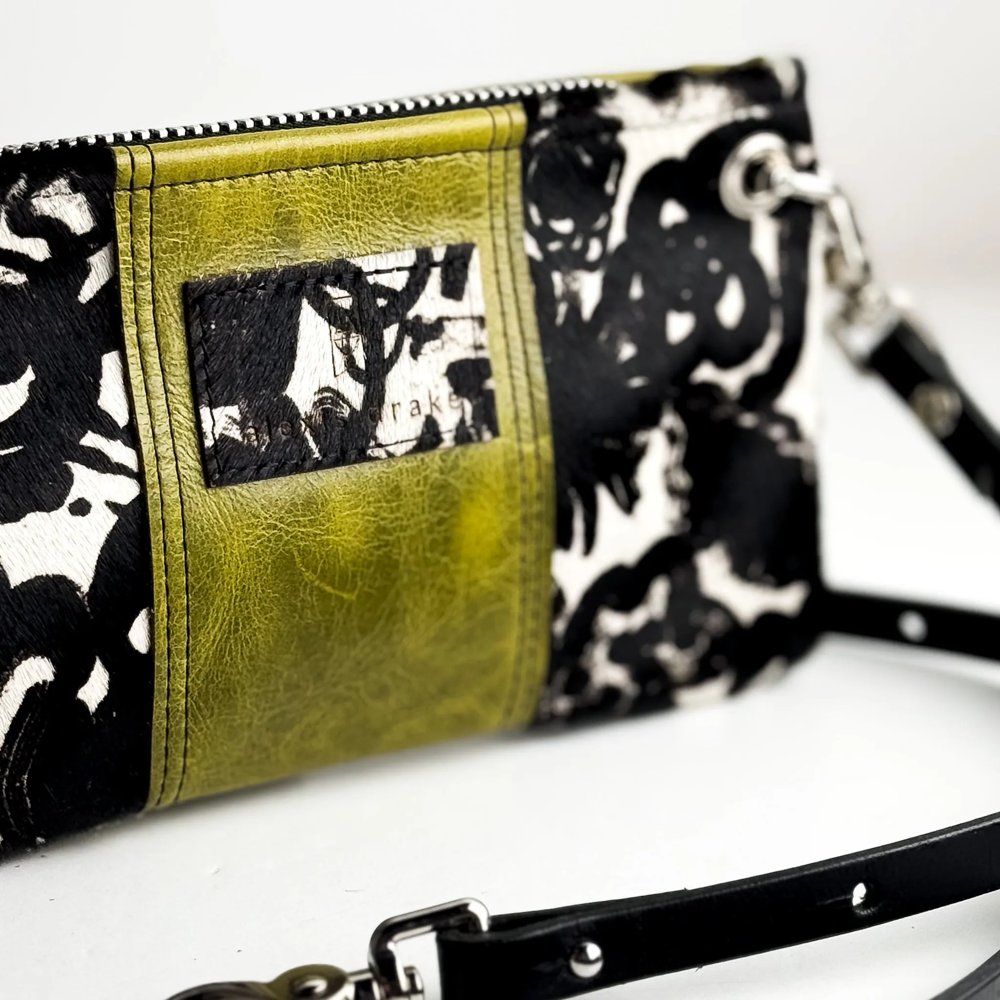 Urban Edge Collection | Belt Bag Crossbody | Newsprint Hair-on-Hide   Olive Leaf