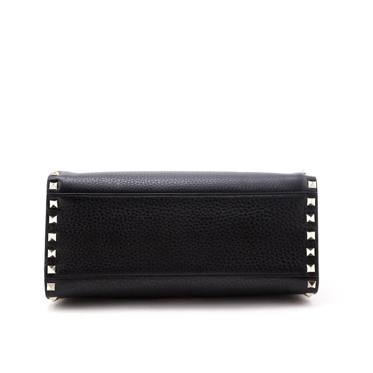 Valentino Black Grainy Calfskin Rockstud Small Top Handle Bag