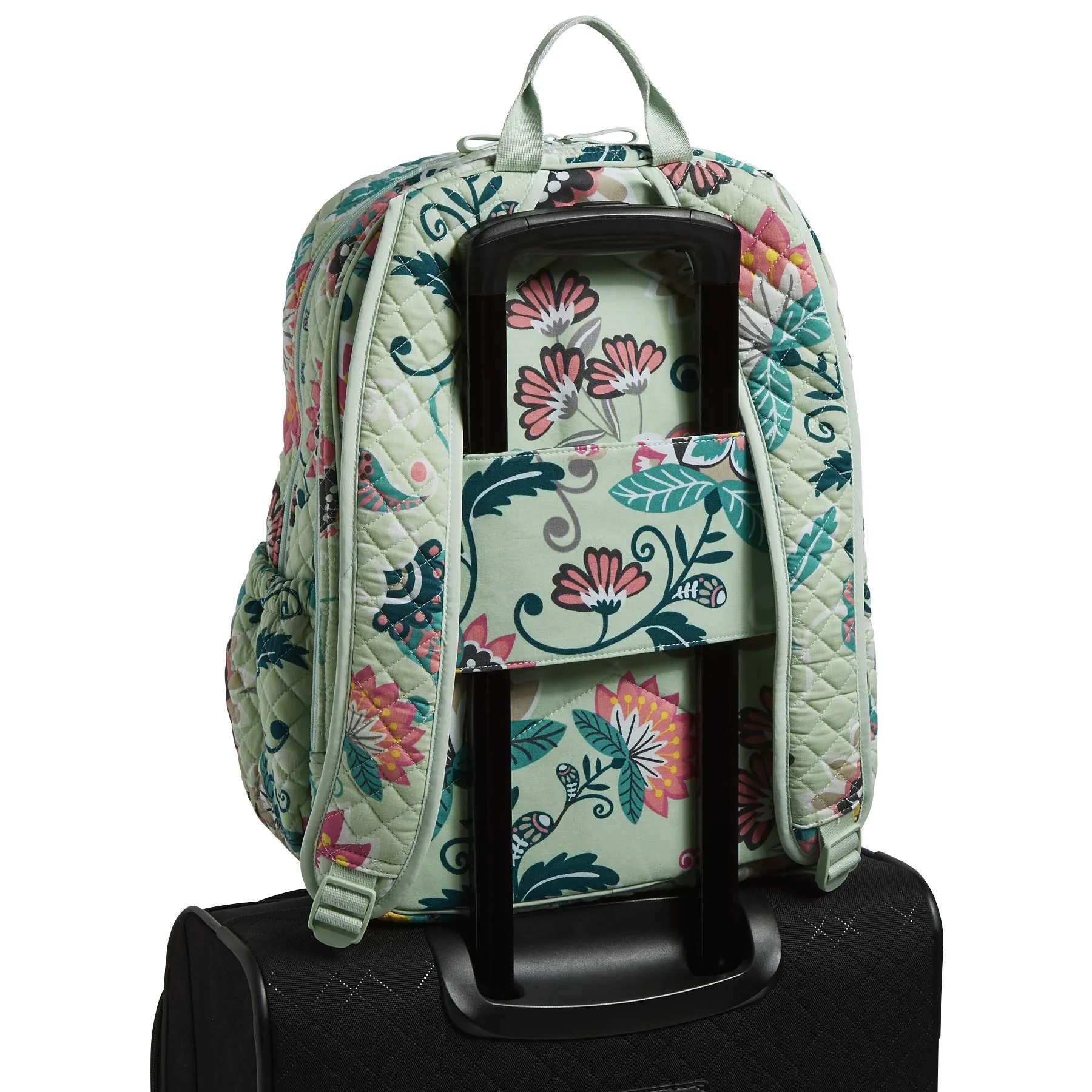 Vera Bradley Signature Cotton Campus Backpack, Mint Flowers