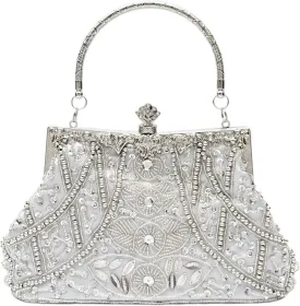 Vintage floral leaf beads sequins evening bag Elegant Clutch for Women for Brides, Proms, Parties, and Formal
