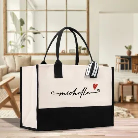 Wedding Custom Name Cotton Canvas Tote Bag Personalized Wedding Bag Bridal Shower Gift Honeymoon Gift Wedding Gift Bridesmaid Gift (MUT1001)