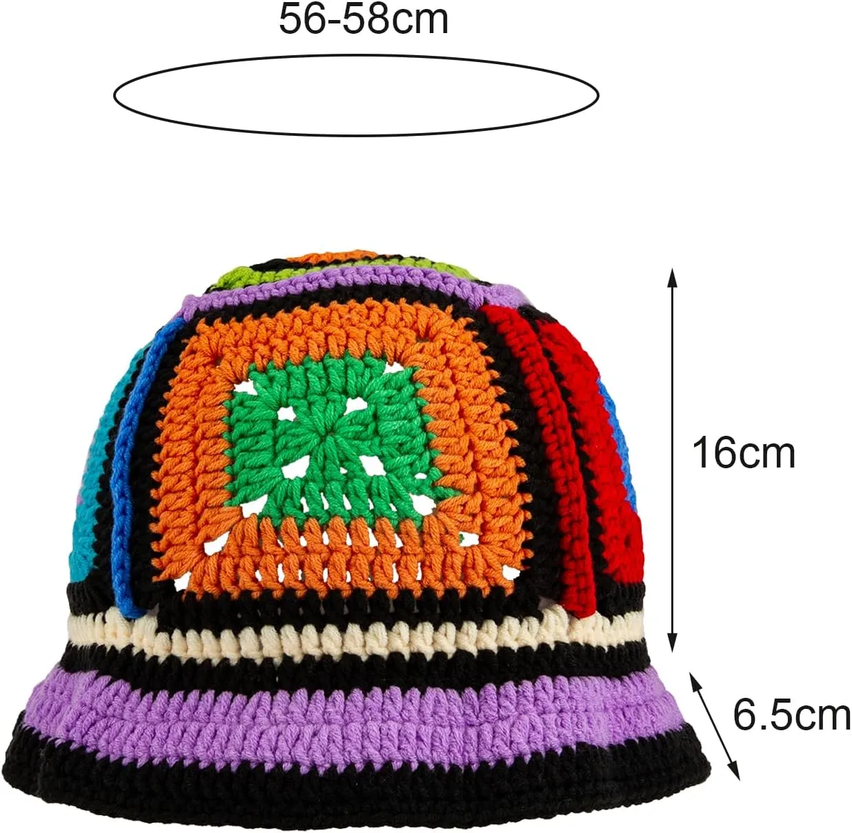 Women Knit Hat Crochet Bucket Hat Fish Hat Handmade Floppy Knitted Hats Floral Bohemian Casual Beach Hat