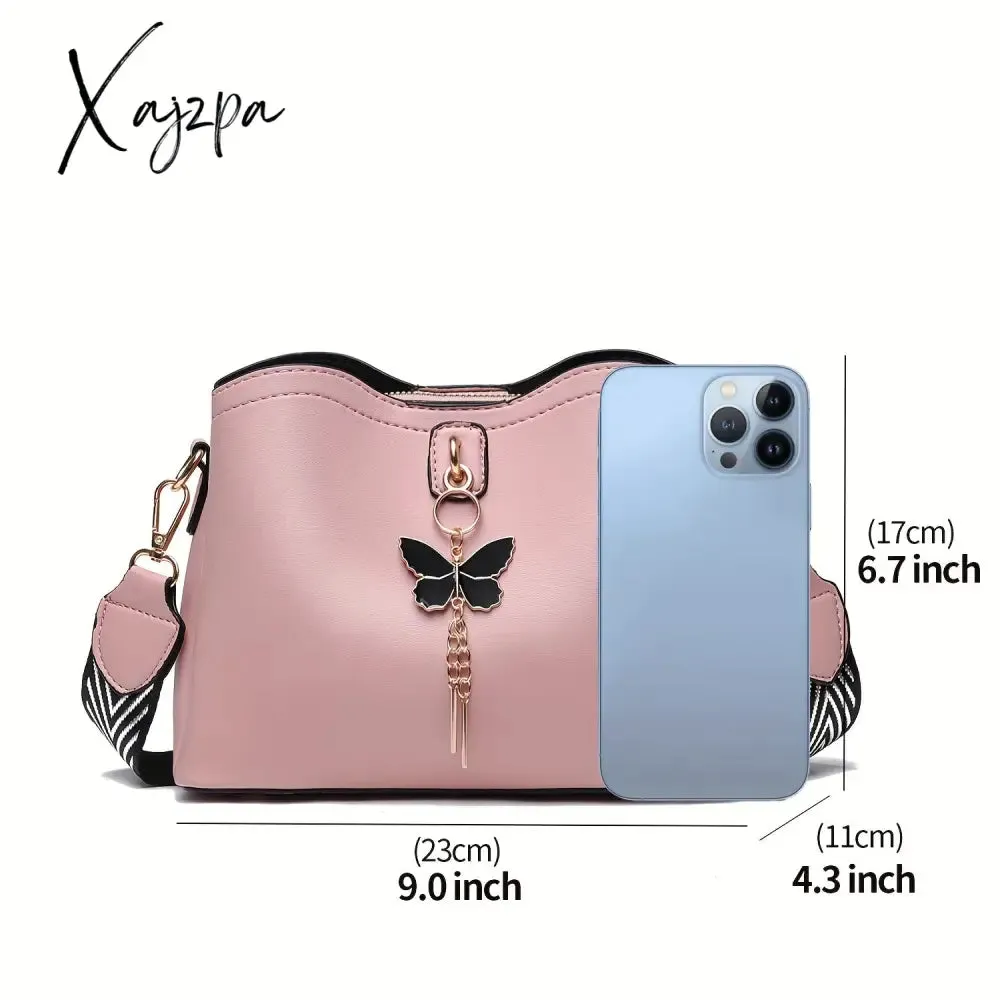 Womens Butterfly Bucket Crossbody Bag - Fashionable & Lightweight, Compact Shoulder Bag for Everyday Style