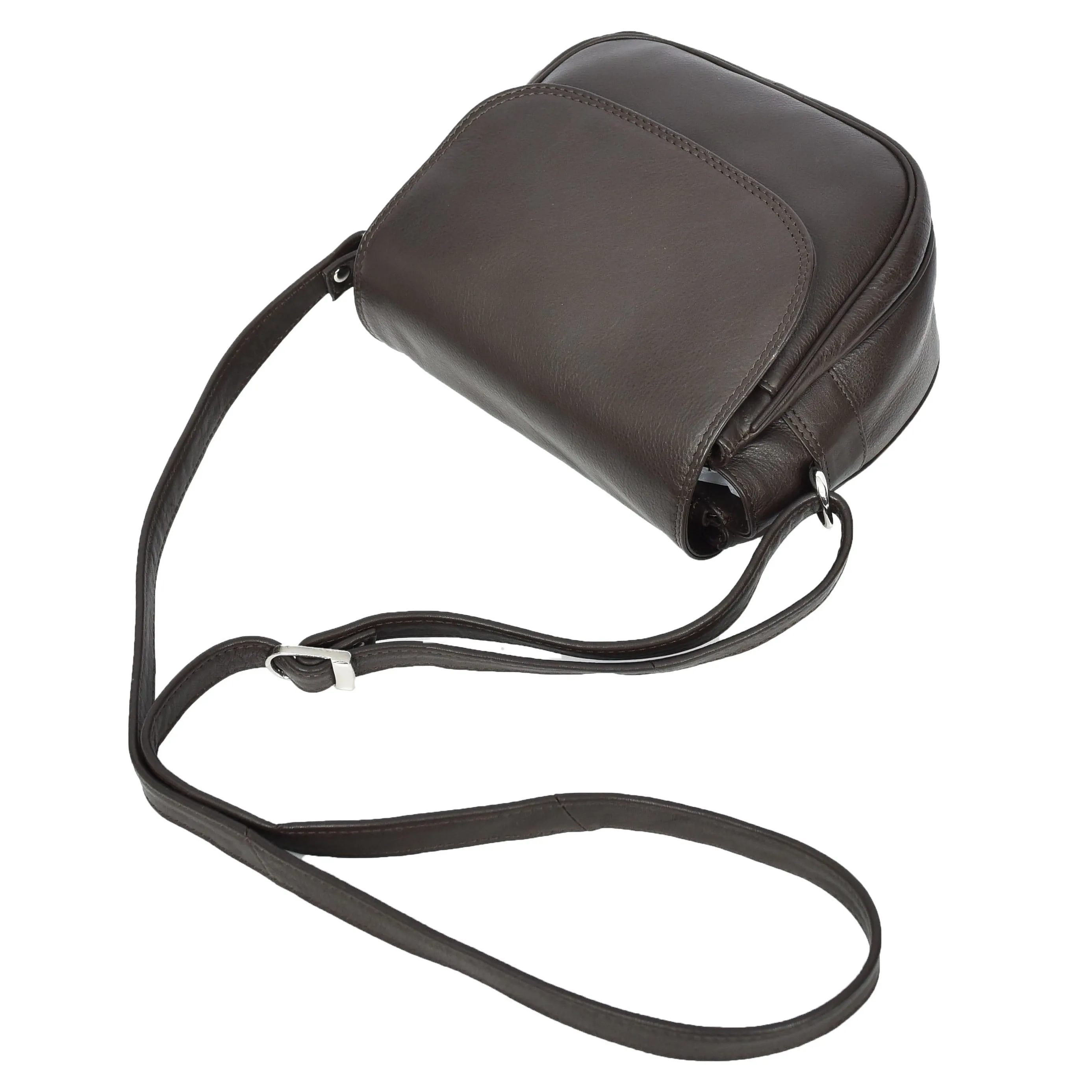 Womens Real Leather Small Crossbody Bag Classic Organiser Multi Pockets Kiera Brown
