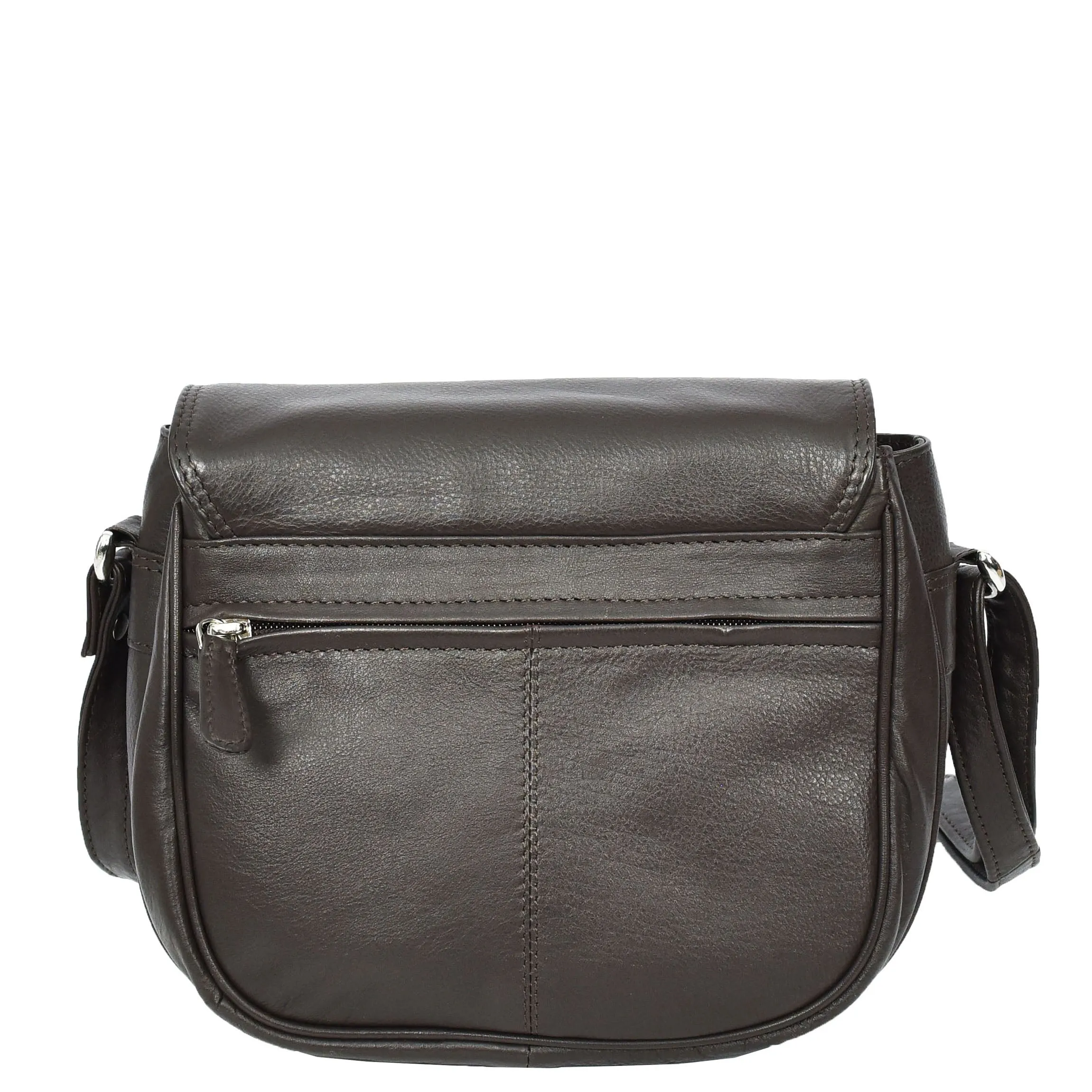 Womens Real Leather Small Crossbody Bag Classic Organiser Multi Pockets Kiera Brown