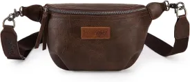Wrangler Large Fanny Packs for Women Waist Bag Travel Belt Bags Crossbody Sling Purse Coffee
