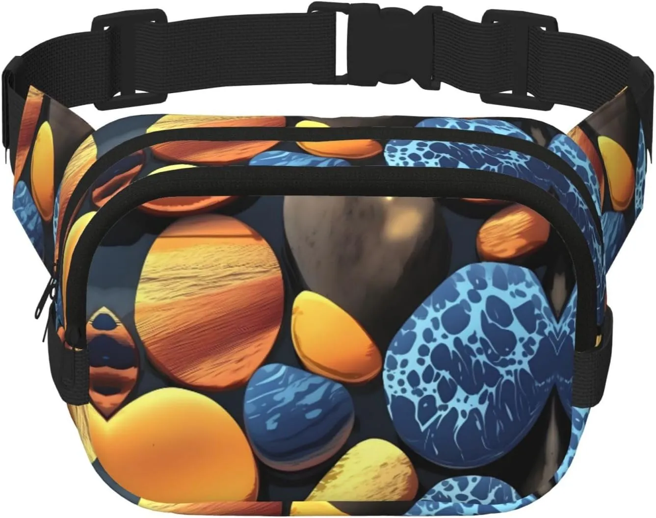Yellow pebbles Square Double-Layer Waist Bag for Outdoor Activities Such as Sports, Travel, Hiking, Cycling