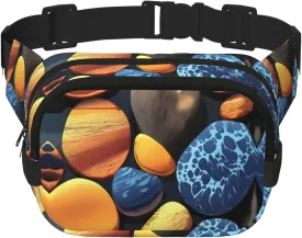 Yellow pebbles Square Double-Layer Waist Bag for Outdoor Activities Such as Sports, Travel, Hiking, Cycling