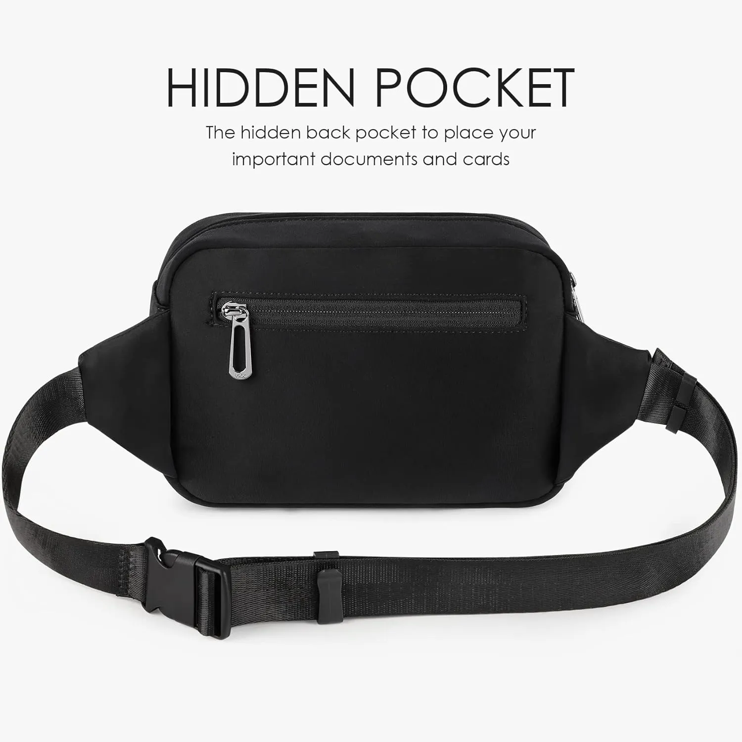 ZORFIN Fanny Packs for Women Men, Quilted Belt Bag with 5 Zipper Pockets, Fashion Waist Pack Crossbody Bag with Adjustable Belt for Travel/Shopping/Hiking/Running/Cycling ((Quilted Black, Gray Zipper)